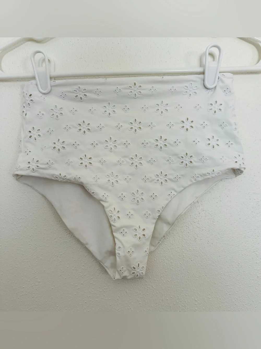 L Space White Botanica Eyelet High Waisted Bikini Bottoms Small